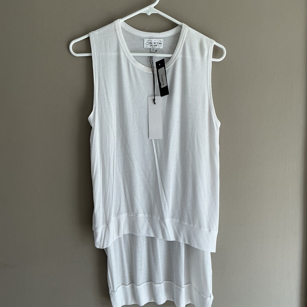 Feel The Piece White Layered Sleeveless Knit Tank